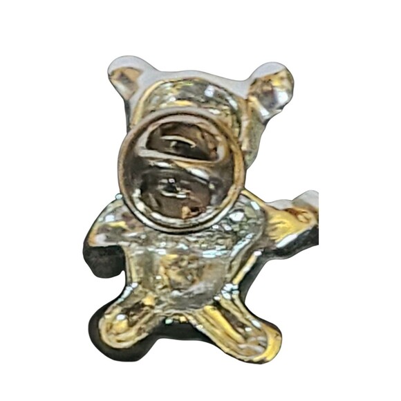 Vintage Signed Gigi Giusti Teddy Bear Pin Brooch Heart Matte Silver Tone - Picture 5 of 8